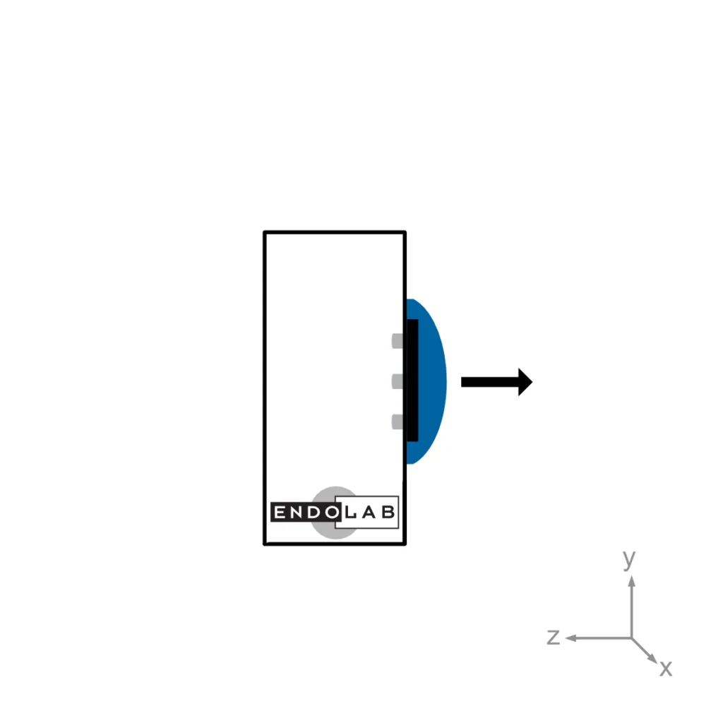 Schematic of a test according to ASTM F1672 in loading direction axial pull-off