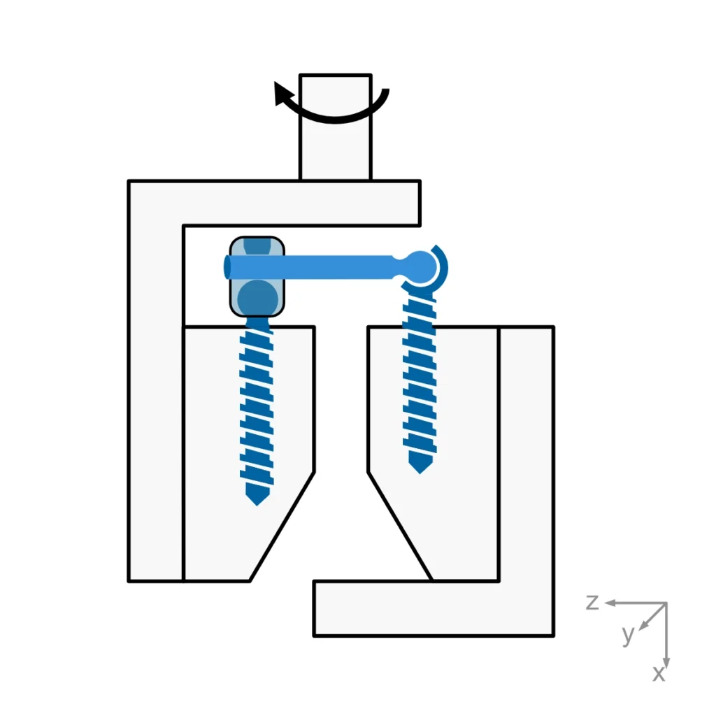Schematic of a test according to ASTM F2790 in the load direction lateral bending