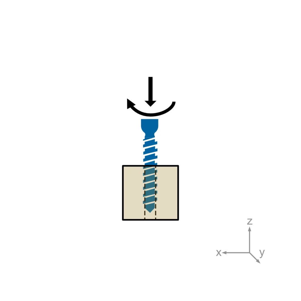 Schematic of a test according to ASTM F543 - self-tapping properties.