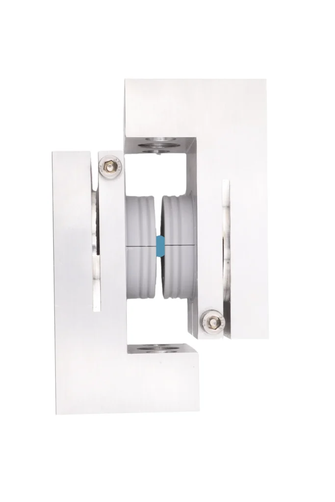 The photograph shows a test fixture used for ASTM F3574 testing.
